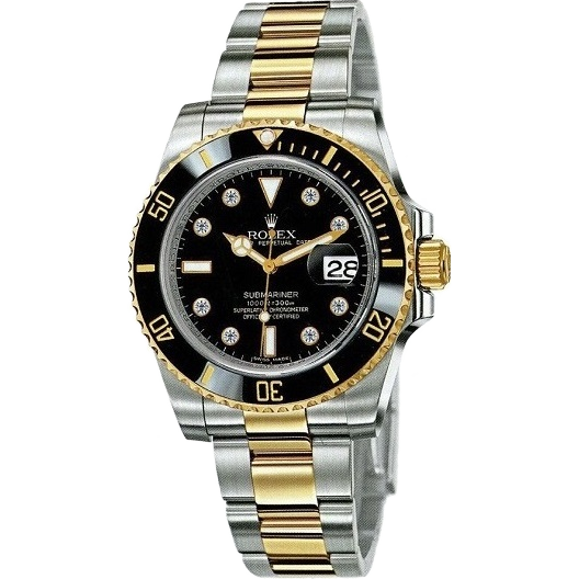 Часы Rolex Submariner Steel and Yellow Gold Ceramic 116613 Black & diamond