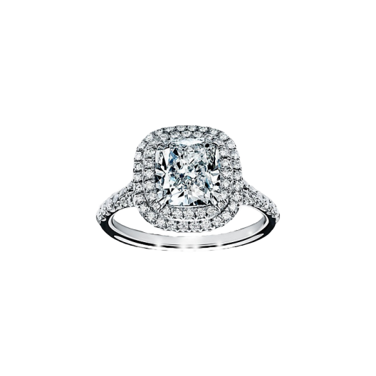 Кольцо с бриллиантом Tiffany & Co  Cushion-cut Double Halo Engagement