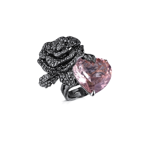 Кольцо с бриллиантом No Name  18-karat blackened white gold, diamond and beryl ring