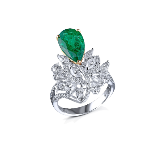 Кольцо с бриллиантом No Name  с изумрудом 3,27ct