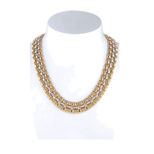 Колье Roberto Coin  Impressive Appassionata Gold Diamond Three Row Necklace