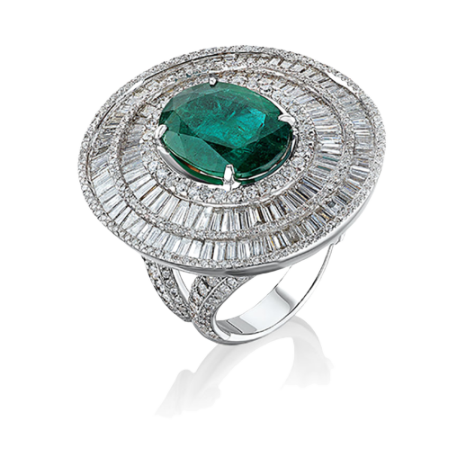 Кольцо с бриллиантом RalfDiamonds  с изумрудом 6,48ct и бриллиантами