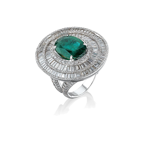 Кольцо с бриллиантом RalfDiamonds  с изумрудом 6,48ct и бриллиантами