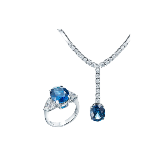 Комплект RalfDiamonds White Gold Sapphires Diamonds Set