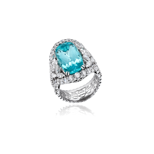 Кольцо с бриллиантом No Name  с турмалином Параиба 9,88ct