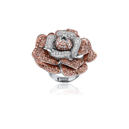 Кольцо с бриллиантом RalfDiamonds  с белыми и коньячными бриллиантами