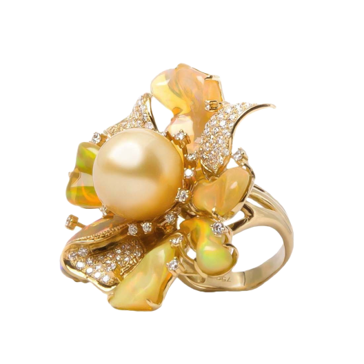 Кольцо с бриллиантом RalfDiamonds  с жемчугом и бриллиантами
