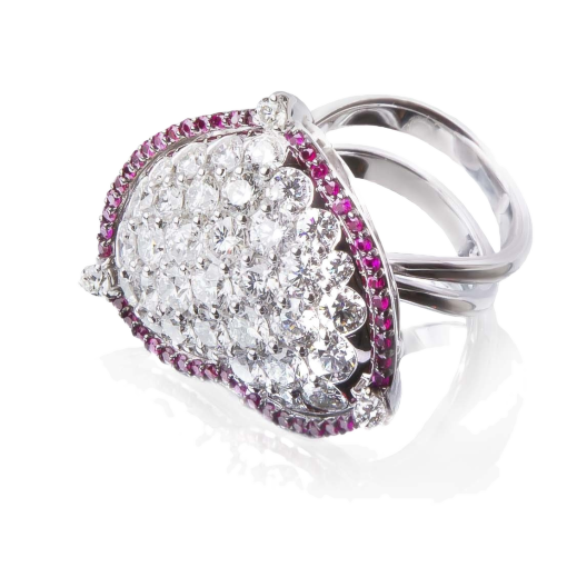 Кольцо с бриллиантом No Name  с бриллиантами и рубинами