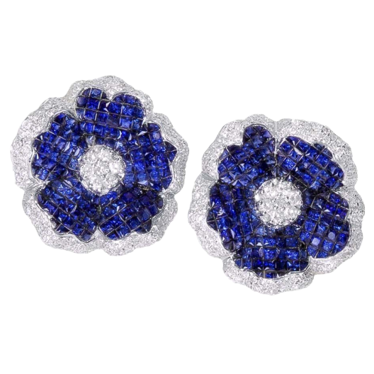 Серьги No Name  с бриллиантами и сапфирами