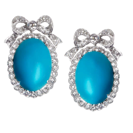 Серьги RalfDiamonds  с бирюзой и бриллиантами