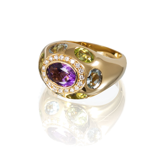 Кольцо RalfDiamonds Yellow Gold Colored Stones Diamonds Ring