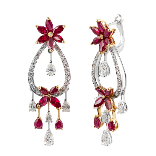 Серьги Arte Diore  с рубинами и бриллиантами