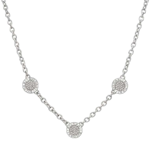 Колье Bvlgari  Bulgari Reversible 18 Karat White Gold Diamond Onyx 3 Circle Necklace