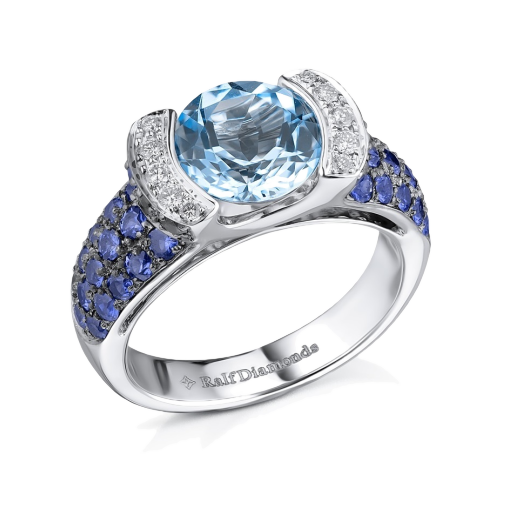 Кольцо RalfDiamonds White Gold Topaz Sapphires Diamonds Ring