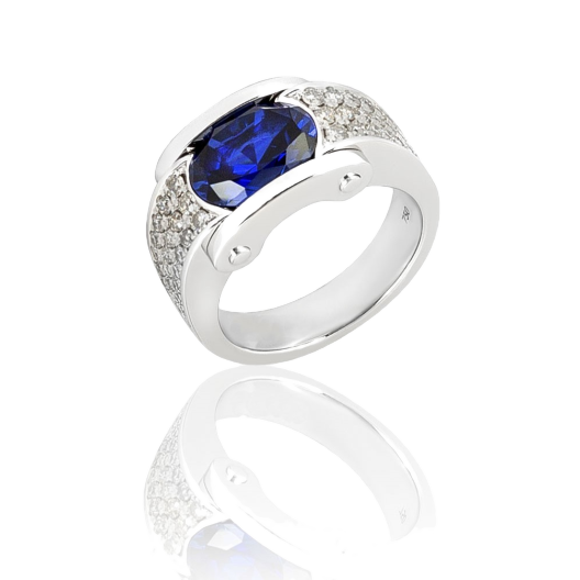 Кольцо No Name White Gold Sapphire Diamonds Ring