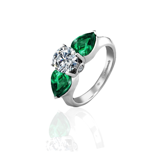 Кольцо RalfDiamonds White Gold Diamond Emeralds Ring