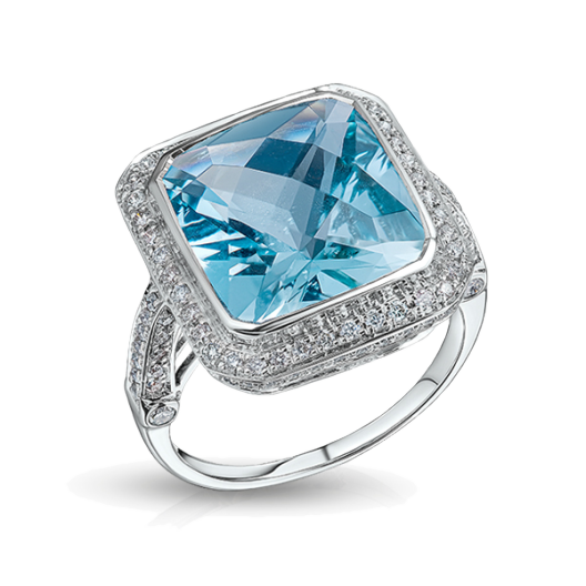 Кольцо с бриллиантом No Name  с аквамарином 7,48ct 7.48 CT