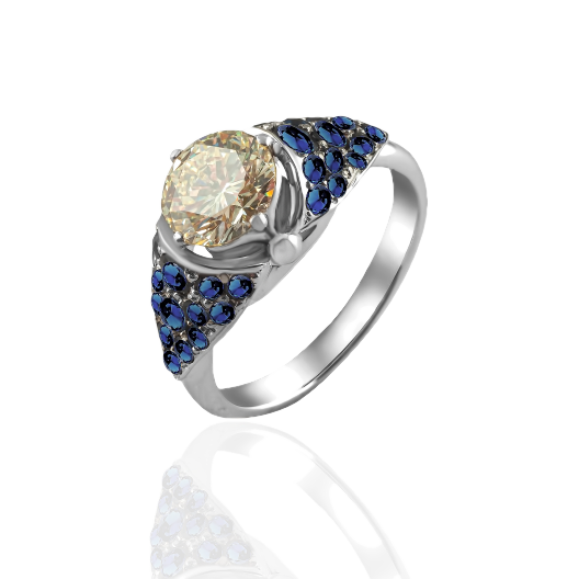 Кольцо No Name White Gold Diamond Sapphires Ring