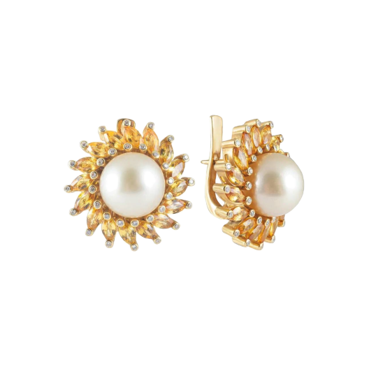 Серьги No Name Pearl Sapphire and Diamonds Earrings