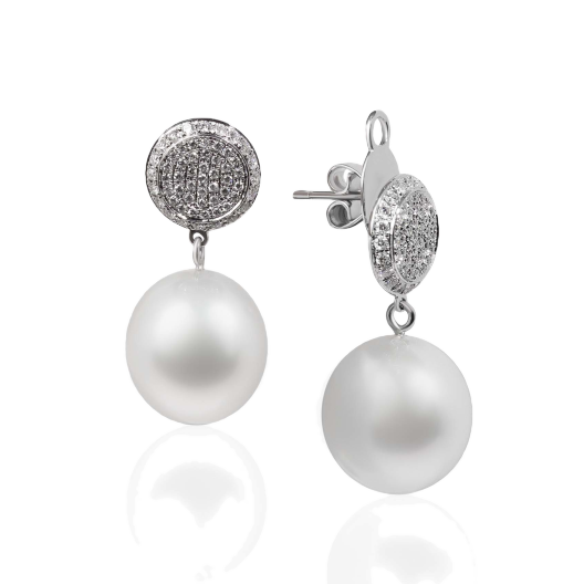 Серьги No Name  с жемчугом и бриллиантами