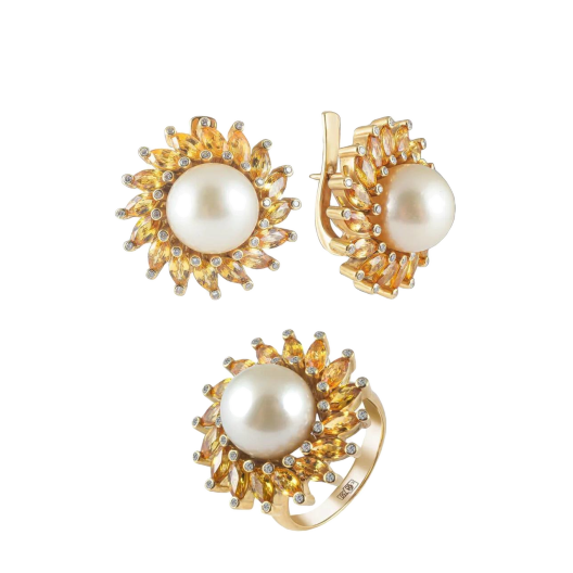 Комплект No Name Pearl Sapphire and Diamonds Set